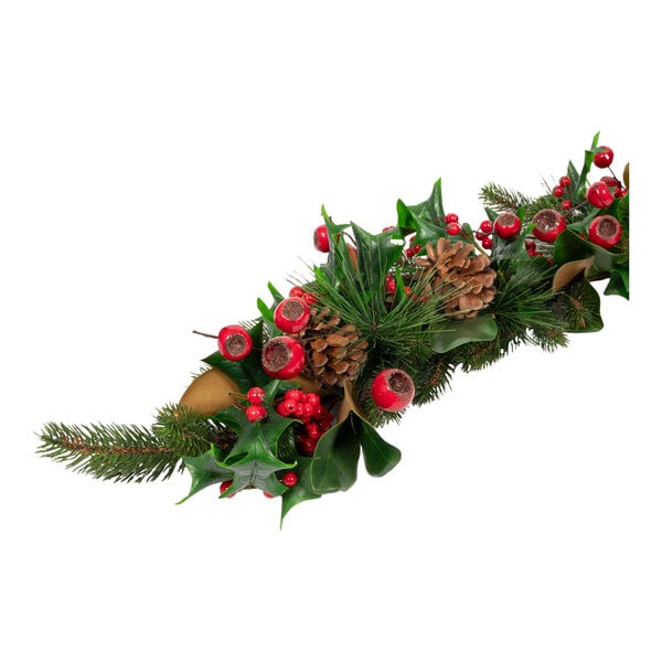 Mills Floral Company 58" Artificial Magnolia / Red Berry Garland