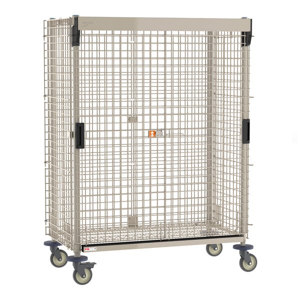 Metro MQSEC55VE-SL MetroMax 27 13/16" x 52 3/4" x 67 13/16" Taupe Epoxy-Coated Mobile Security Unit with SlideSecure Sliding Doors