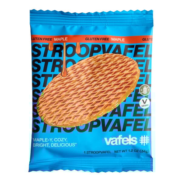 Vafels Individually Wrapped Vegan Gluten-Free Maple Stroopwafel 1.2 oz. - 120/Case