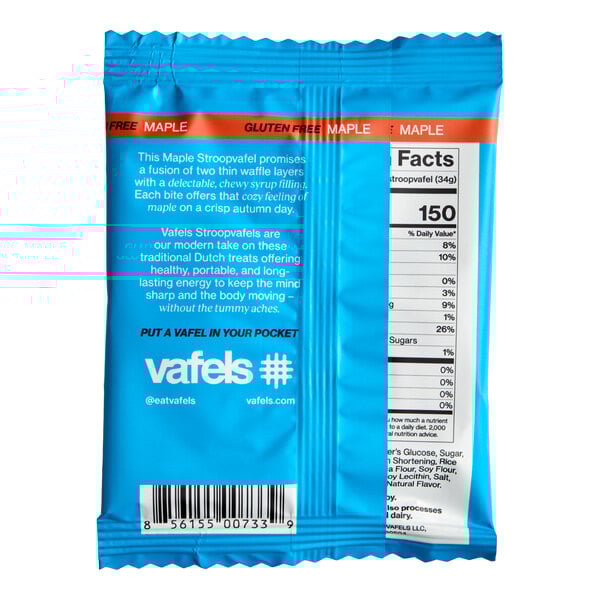 Vafels Individually Wrapped Vegan Gluten-Free Maple Stroopwafel 1.2 oz. - 120/Case