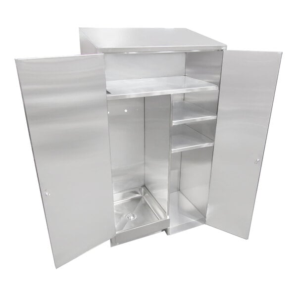 IMC/Teddy 46 1/2" x 30" x 84" Stainless Steel Wall-Mount Combination Mop and Storage Cabinet CMSC-R