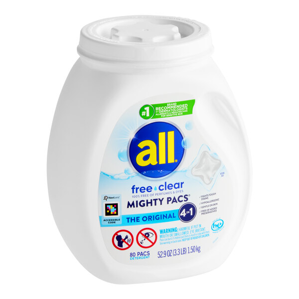 All Free Clear MIGHTY PACS 80-Count Laundry Detergent Pacs - 4/Case