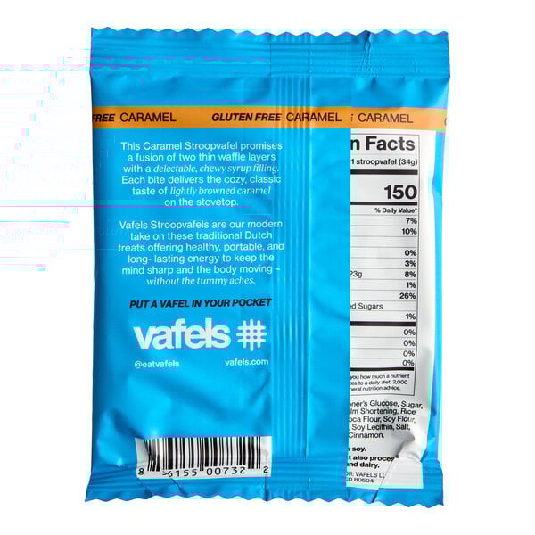 Vafels Individually Wrapped Vegan Gluten-Free Caramel Stroopwafel 1.2 oz. - 120/Case