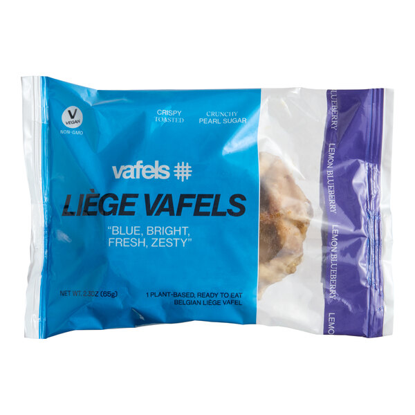 Vafels Vegan Lemon Blueberry Liege Waffle 2.3 oz. - 36/Case
