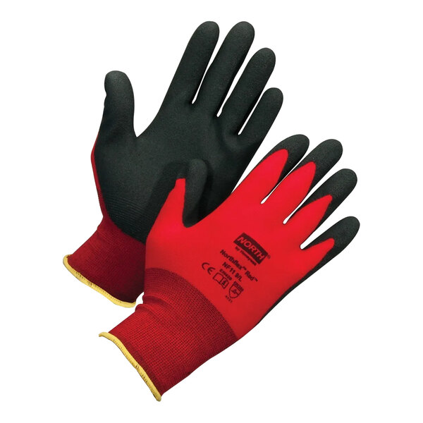 Honeywell North NorthFlex Red NF11/10XL 15 Gauge PVC-Coated Nylon Glove - Size 10 (Extra Large) - Pair - 12/Case