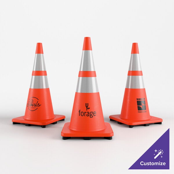 Xpose Safety 28" Orange Heavy-Duty PVC Traffic Cone with 7 lb. Anti-Slip Base and Double Reflective Collars AOTC28-64-1-X
