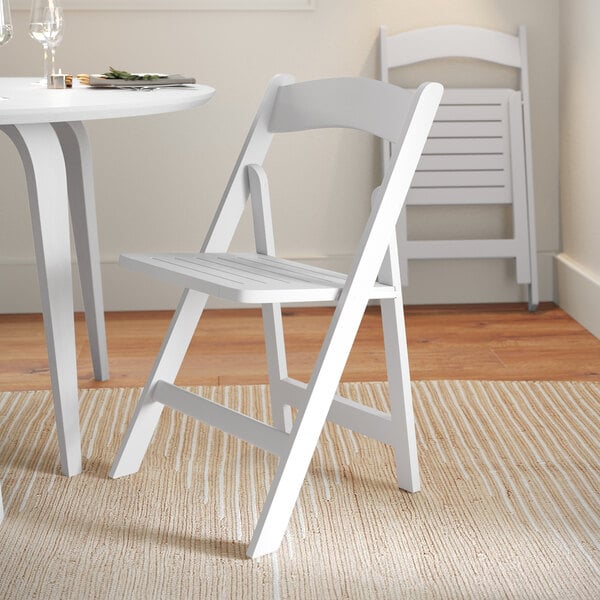 Flash Furniture Holden White Wood Folding Chair with Slatted Seat
