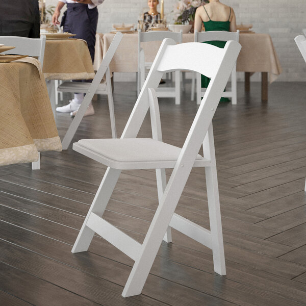 Flash Furniture Hercules White Wood Folding Chair with White Vinyl Seat - 2/Case