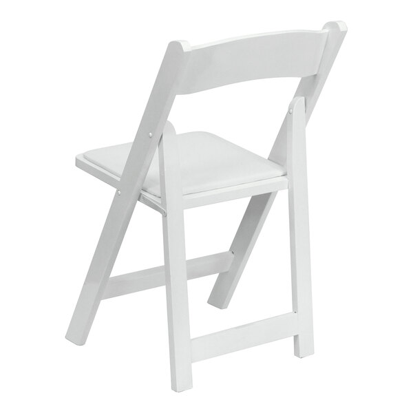 Flash Furniture Hercules White Wood Folding Chair with White Vinyl Seat - 2/Case