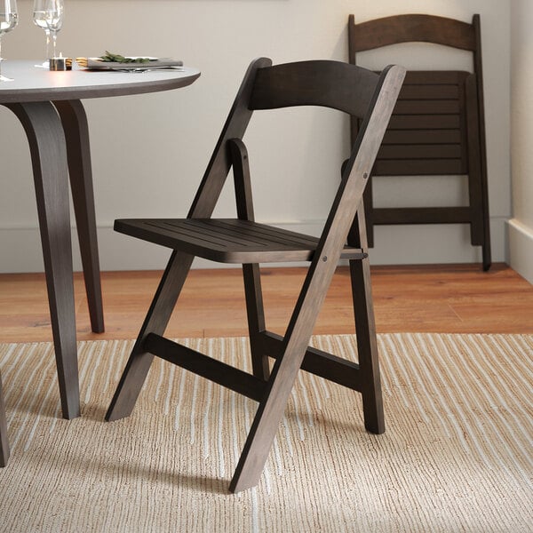 Flash Furniture Holden Early American Wood Folding Chair with Slatted Seat