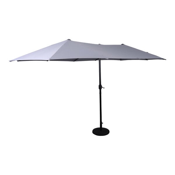 Flash Furniture Elizabeth 15' Gray Crank Lift Black Steel Triple Head Umbrella