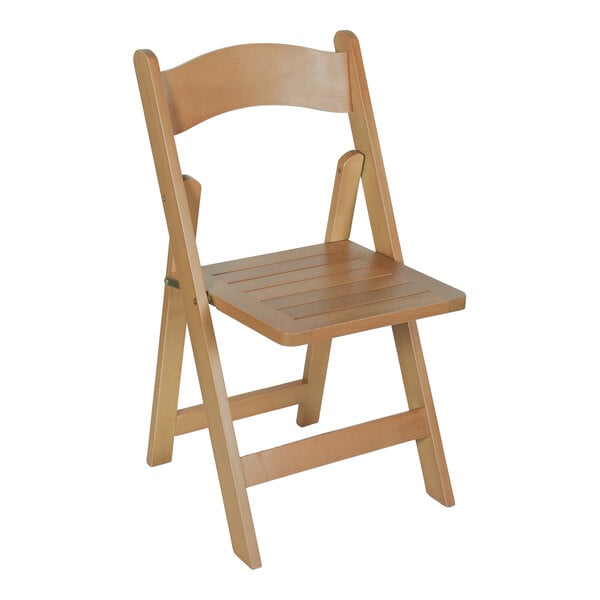 Flash Furniture Holden Oak Finish Wood Folding Chair with Slatted Seat