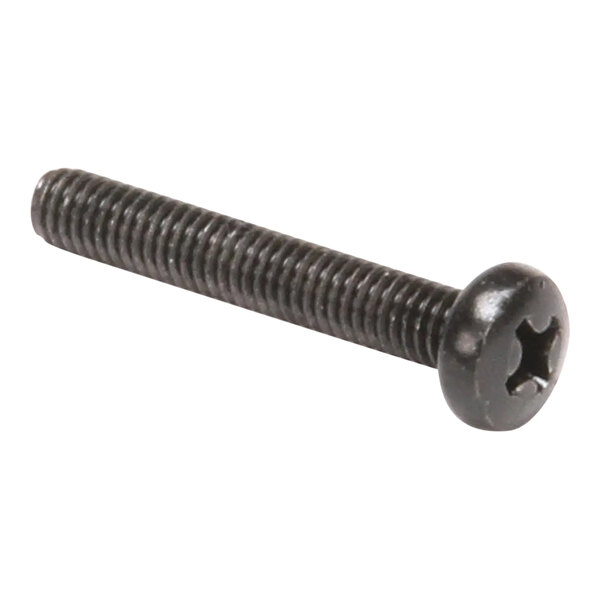 A black Phillips pan head screw, M4 x 0.7 x 25mm in size.