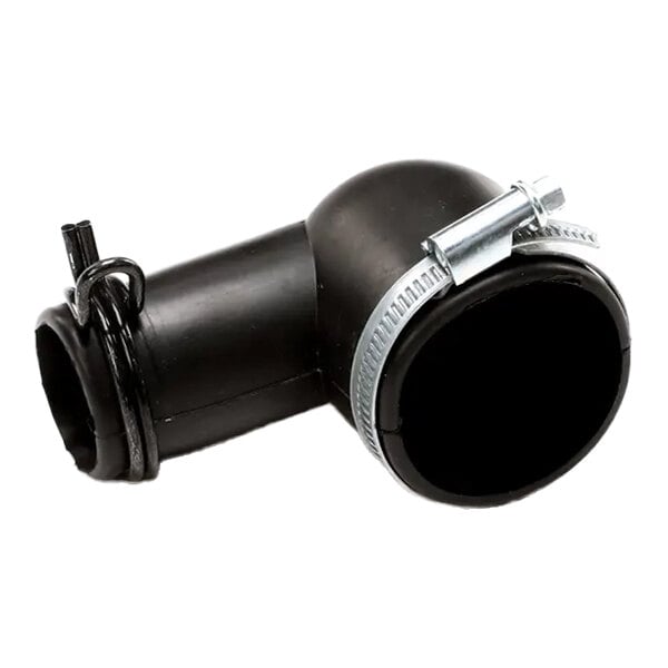 A black drain elbow fitting with metal clamps, designed for use with Convotherm4 boilers.