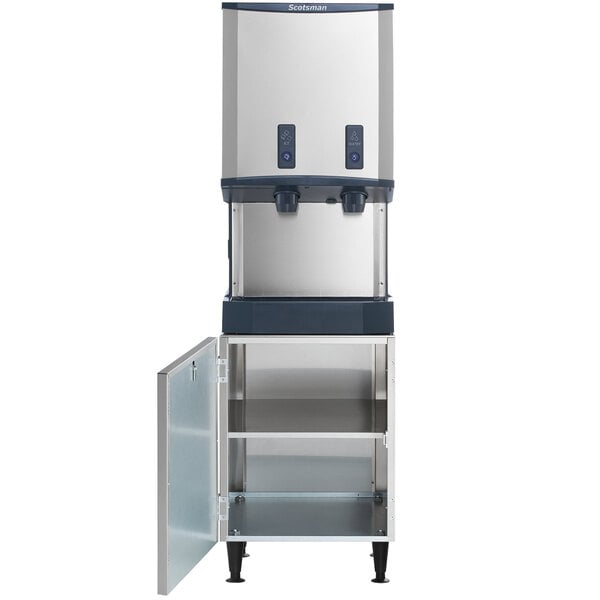 Scotsman HID540ABX-1A Meridian® 21 1/4" Air-Cooled Nugget Ice Machine with 40 lb. Bin, Push Button Ice and Water Dispensing, and Storage Equipment Stand - 500 lb., 115V