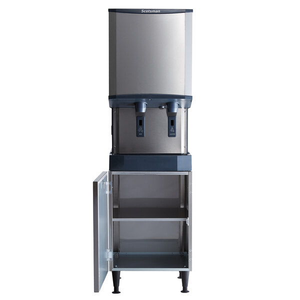 Scotsman HID540AX-1A Meridian® 21 1/4" Air-Cooled Nugget Ice Machine with 40 lb. Bin, Hands-Free Ice and Water Dispensing, and Storage Equipment Stand - 500 lb., 115V