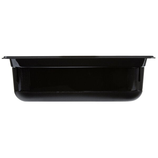A black plastic Vollrath food pan.
