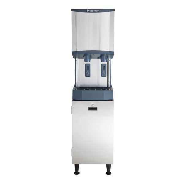 Scotsman HID312AX-1A Meridian® 16 1/4" Air-Cooled Nugget Ice Machine with 12 lb. Bin, Hands-Free Ice and Water Dispensing, and Storage Equipment Stand - 320 lb., 115V
