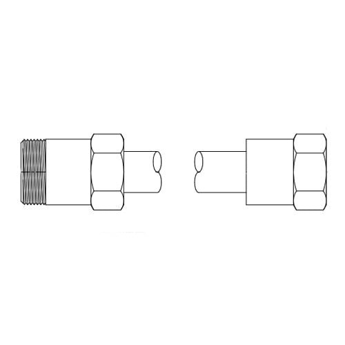 A black and white drawing of a T&S riser with NPT connections.