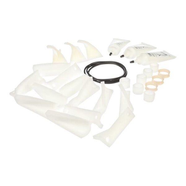 An annual maintenance kit for Stoelting by Vollrath equipment, including various plastic parts, tubes, and lubricants.