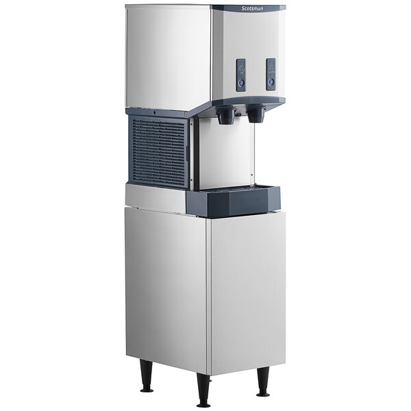 Scotsman HID312ABX-1A Meridian® 16 1/4" Air-Cooled Nugget Ice Machine with 12 lb. Bin, Push Button Ice and Water Dispensing, and Equipment Stand - 320 lb., 115V
