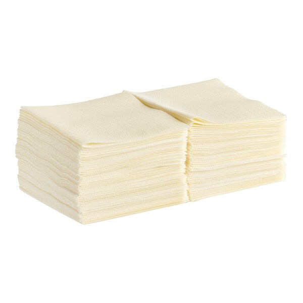 Choice 10" x 10" Cream Airlaid Linen-Feel 1/4 Fold Beverage Napkin - 1,000/Case