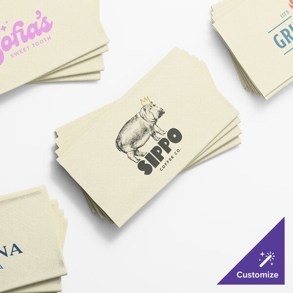 Choice 15" x 17" Cream Customizable Airlaid Linen-Feel 1/8 Fold Dinner Napkin - 500/Case