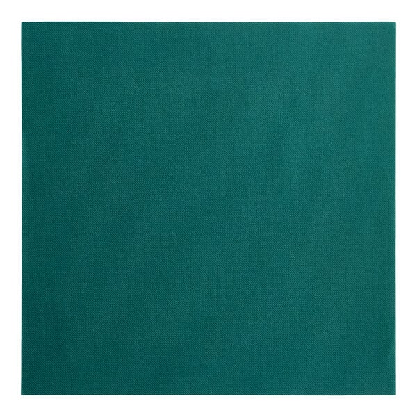 A hunter green 16-inch by 16-inch airlaid linen-feel flat-packed paper napkin.