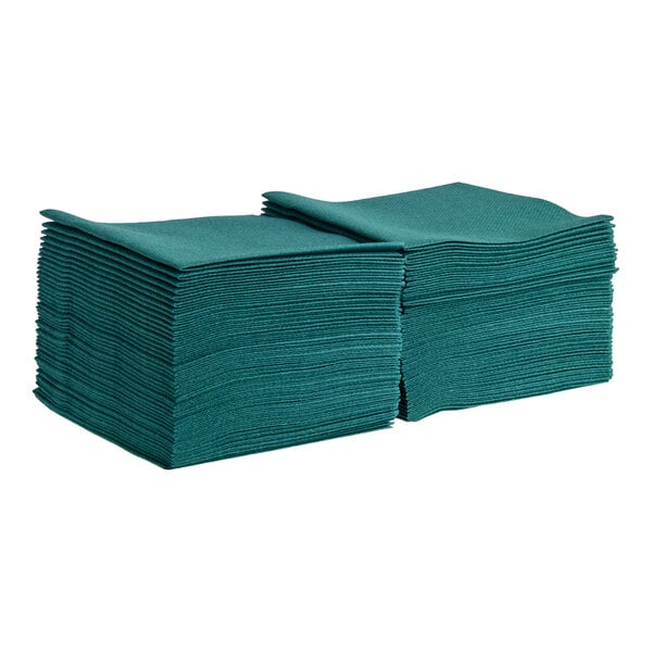 Choice 10" x 10" Hunter Green Airlaid Linen-Feel 1/4 Fold Beverage Napkin - 1,000/Case