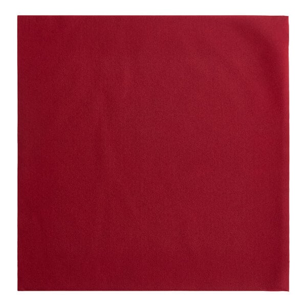 A burgundy 16-inch by 16-inch airlaid linen-feel flat-packed paper napkin.
