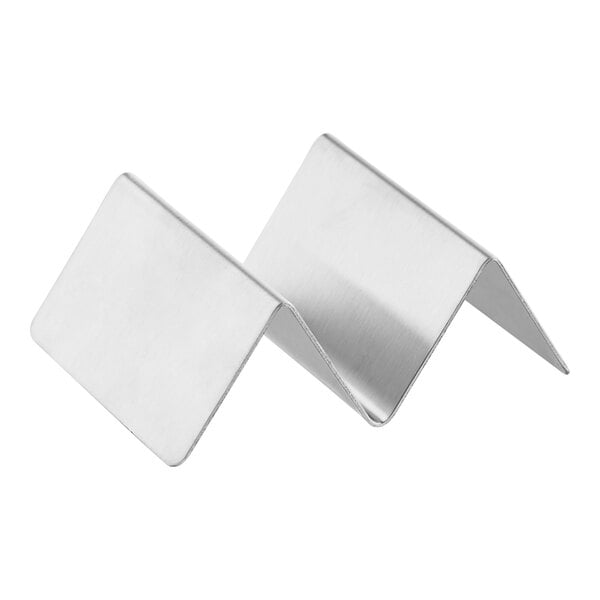 A stainless steel mini taco holder with one or two compartments.