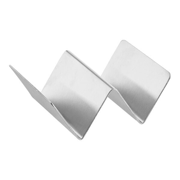 A stainless steel mini taco holder with one or two compartments.