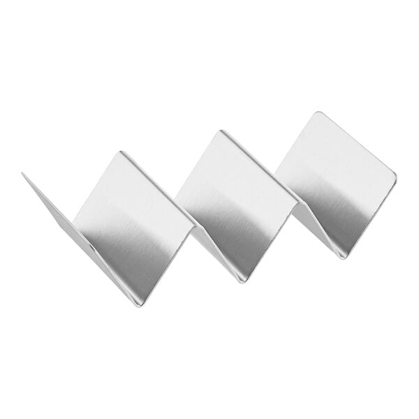 A stainless steel mini taco holder with multiple compartments.