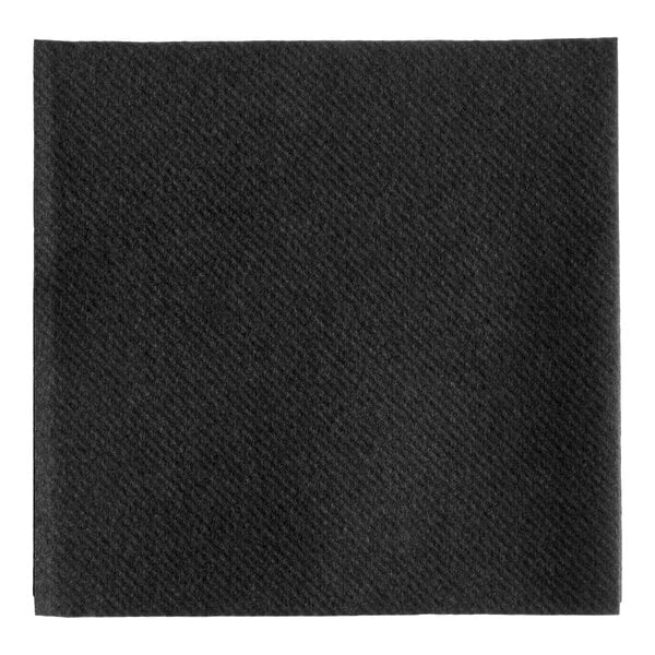 Choice 10" x 10" Black Linen-Feel 1/4 Fold Beverage Napkin - 1,000/Case