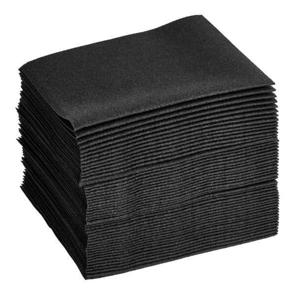Choice 10" x 10" Black Linen-Feel 1/4 Fold Beverage Napkin - 1,000/Case