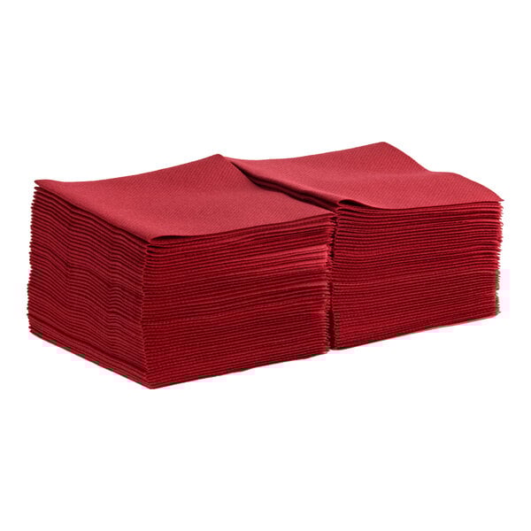 Choice 10" x 10" Burgundy Airlaid Linen-Feel 1/4 Fold Beverage Napkin - 1,000/Case