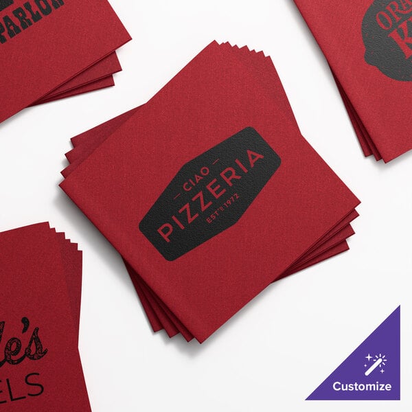 Choice 10" x 10" Burgundy Customizable Airlaid Linen-Feel 1/4 Fold Beverage Napkin - 1,000/Case