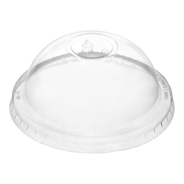 EcoChoice 6 oz. Clear PLA Plastic Round Dome Frozen Yogurt Lid With No Hole - 50/Pack