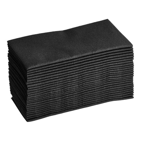 Choice 15" x 17" Black Linen-Feel 1/8 Fold Dinner Napkin - 500/Case