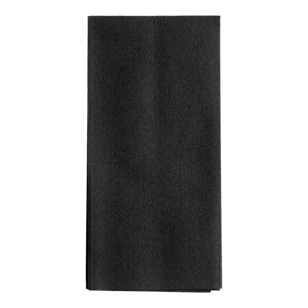 Choice 12" x 17" Black Linen-Feel 1/6 Fold Guest Towel - 500/Case