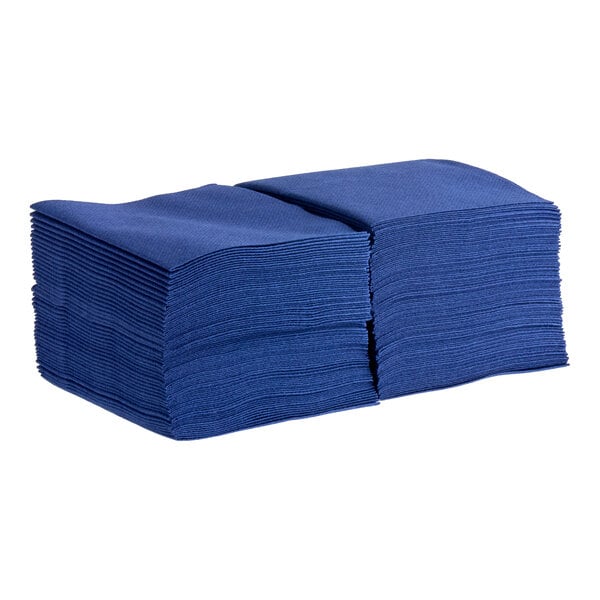 Choice 10" x 10" Navy Airlaid Linen-Feel 1/4 Fold Beverage Napkin - 1,000/Case