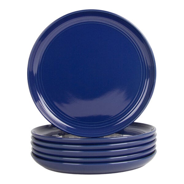 10 Strawberry Street Double Line 8 1/4" Round Cobalt Blue Stoneware Salad Plate - 6/Case
