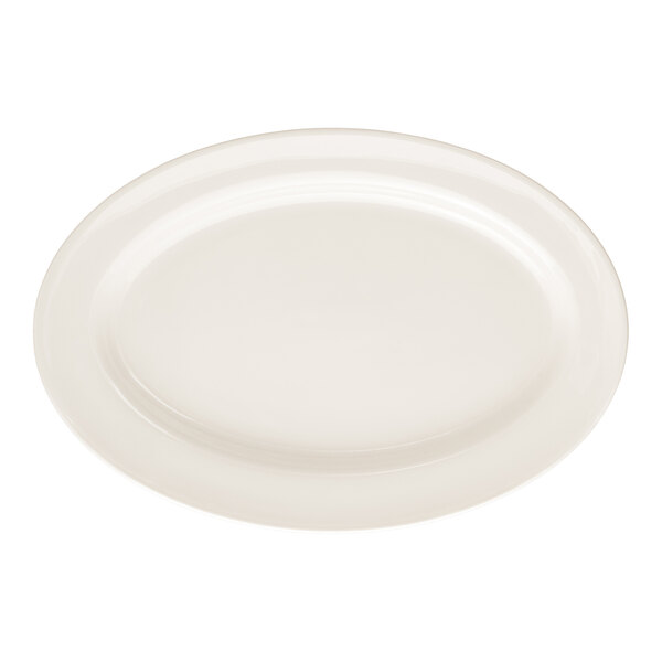 10 Strawberry Street Crism 14 5/16" x 9 7/8" Oval White Porcelain Platter - 6/Case