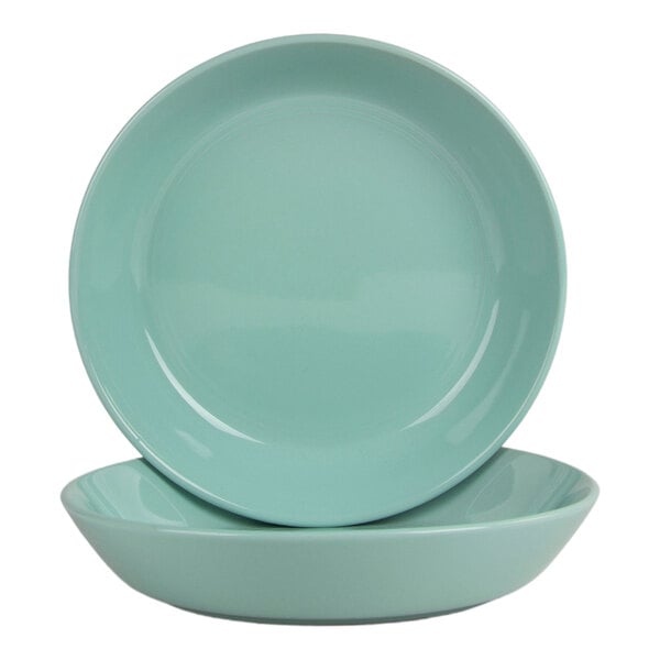 10 Strawberry Street Double Line 36 oz. Round Seafoam Stoneware Dinner Bowl - 2/Case