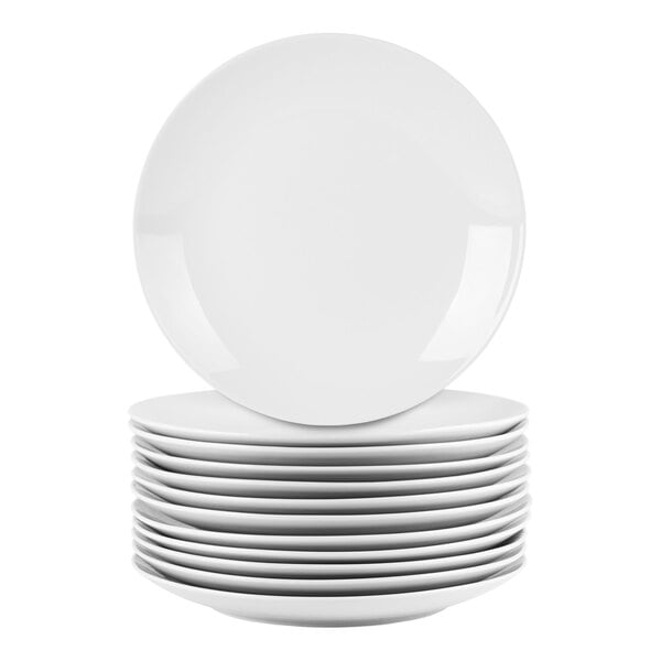 10 Strawberry Street Catering 7 1/2" Round White Porcelain Coupe Salad Plate - 12/Case