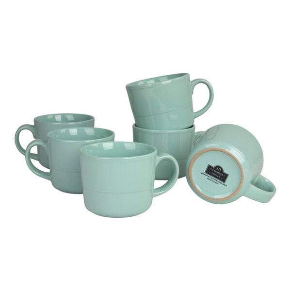 10 Strawberry Street Double Line 12 oz. Seafoam Stoneware Mug - 6/Case