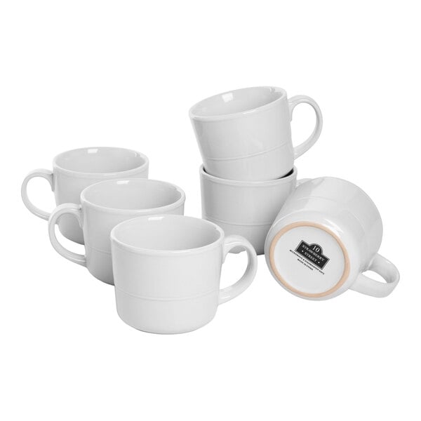 10 Strawberry Street Double Line 12 oz. White Stoneware Mug - 6/Case