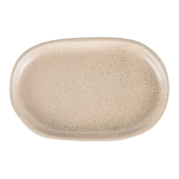 10 Strawberry Street Ginza 8 1/4" x 5 1/8" Oval Tan Stoneware Platter - 48/Case