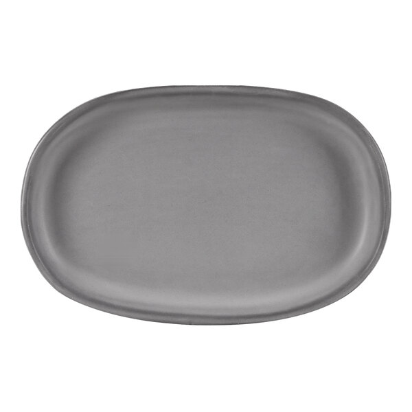 10 Strawberry Street Ginza 12 1/4" x 7 1/2" Oval Charcoal Stoneware Platter - 18/Case