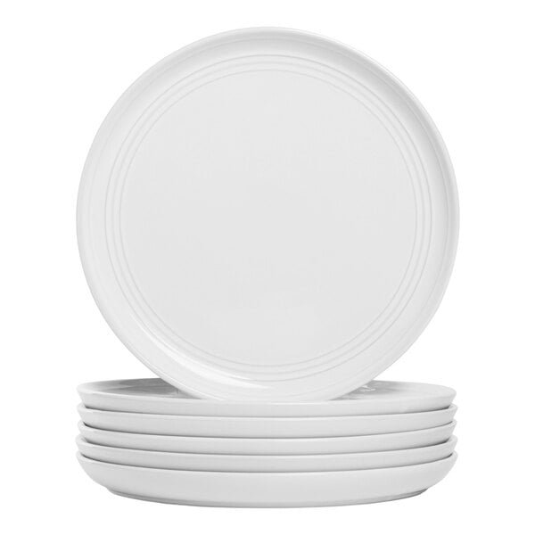 10 Strawberry Street Double Line 8 1/4" Round White Stoneware Salad Plate - 6/Case